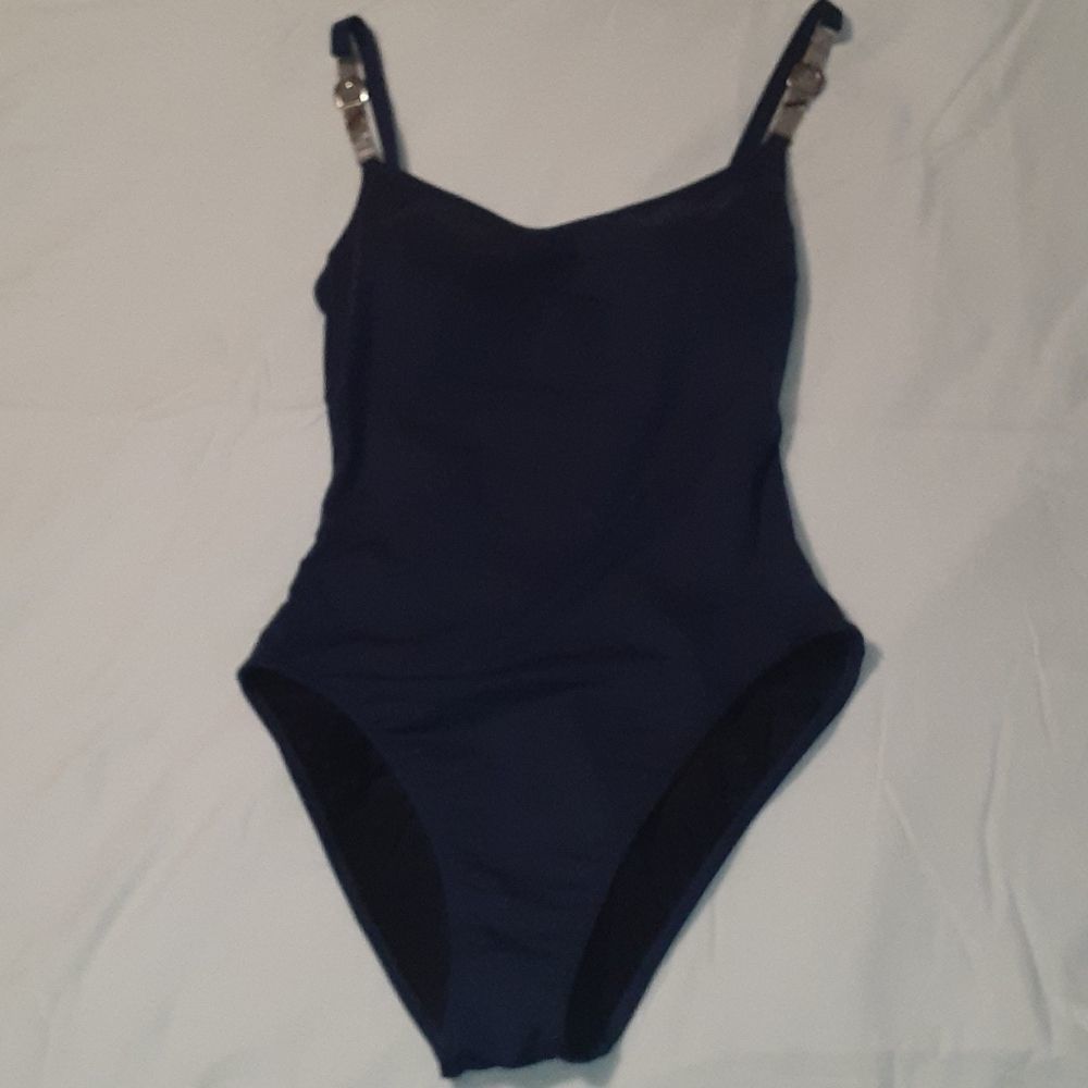 Gottex Luxe 1 Piece Swimsuit Silver Metal Buckles